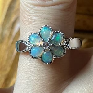 Natural Ethiopian Opal Sterling Silver Ring Size 7
